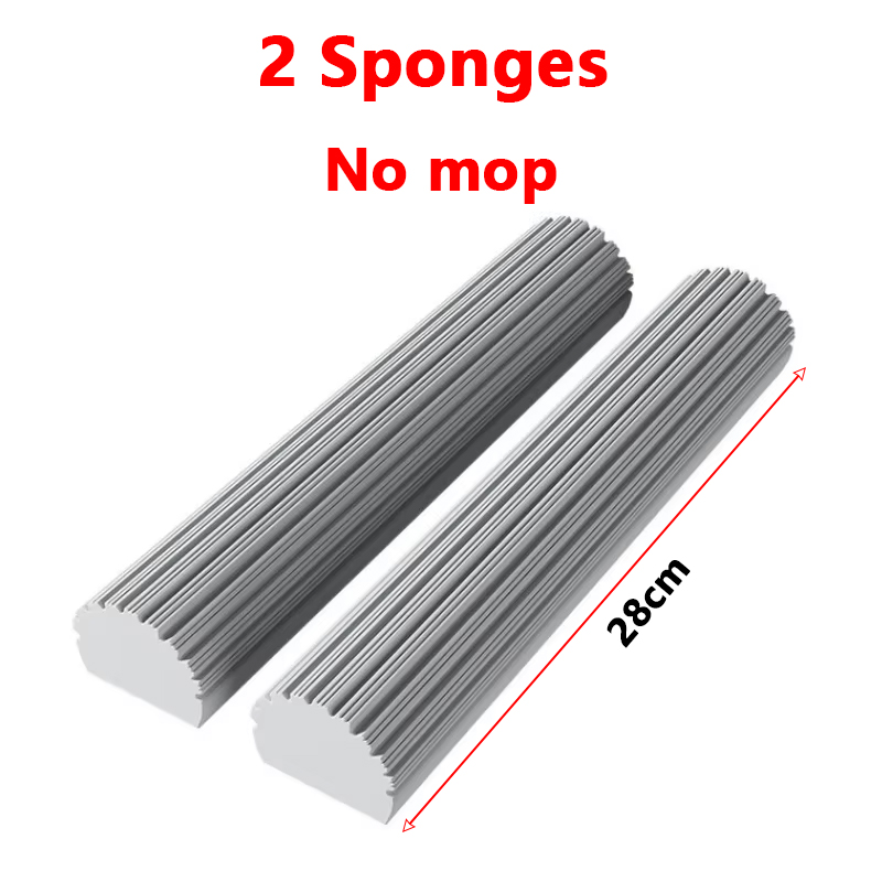 Squeezed Self Draining Rubber Cotton Mop Hand Free Magic Self-cleaning Flat Mop Reusable Sponge Household Floor Cleaning: Red