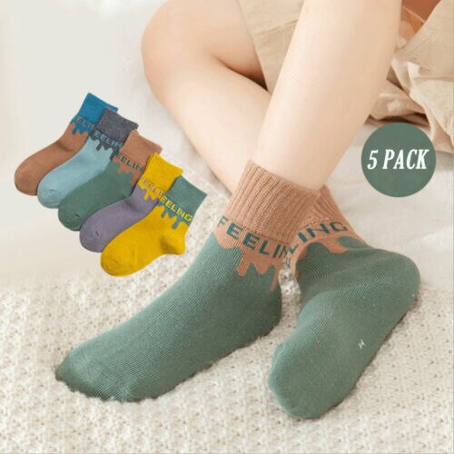 5 Pairs Cute Unisex Cotton Kids Baby Socks Anti-Slip Infant Knee High Sock Toddlers Girls Boys Socks For 1-12Years: A / S