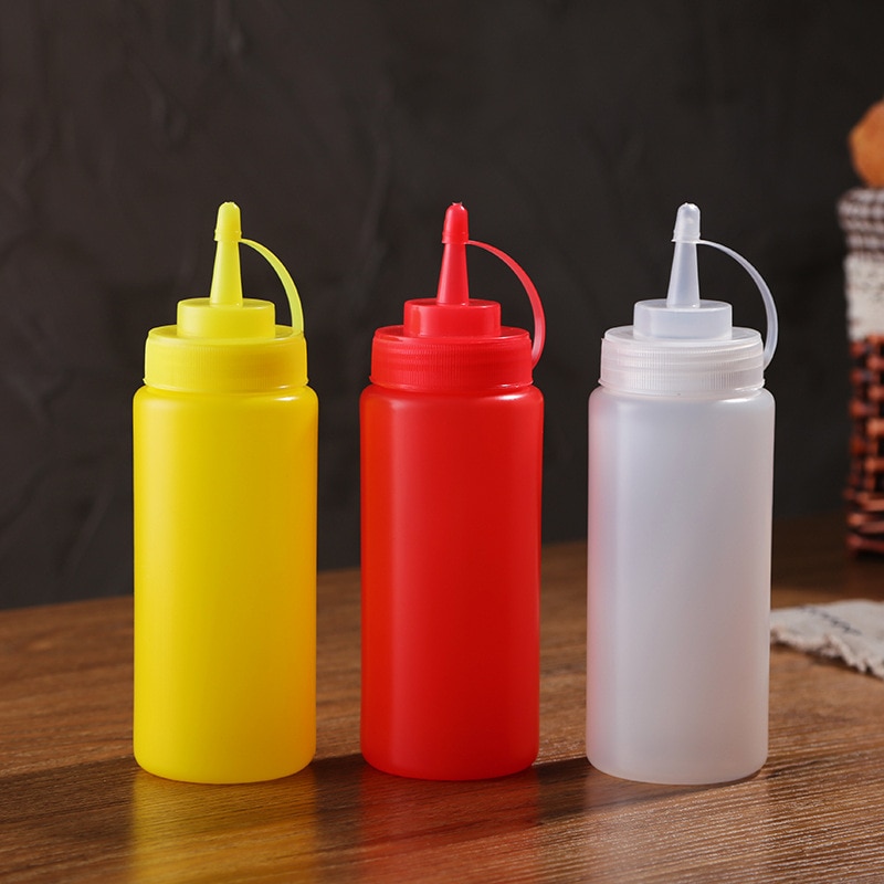8oz 12oz elastyczna butelka plastikowa sos ocet olej Keczup sos Cruet akcesoria kuchenne sosjerka plastikowy dozownik przypraw