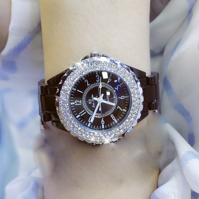 Luxe dameshorloges met witte keramische diamant, dameshorloge met relogios femininos, quartz polshorloge: Cwh 0702
