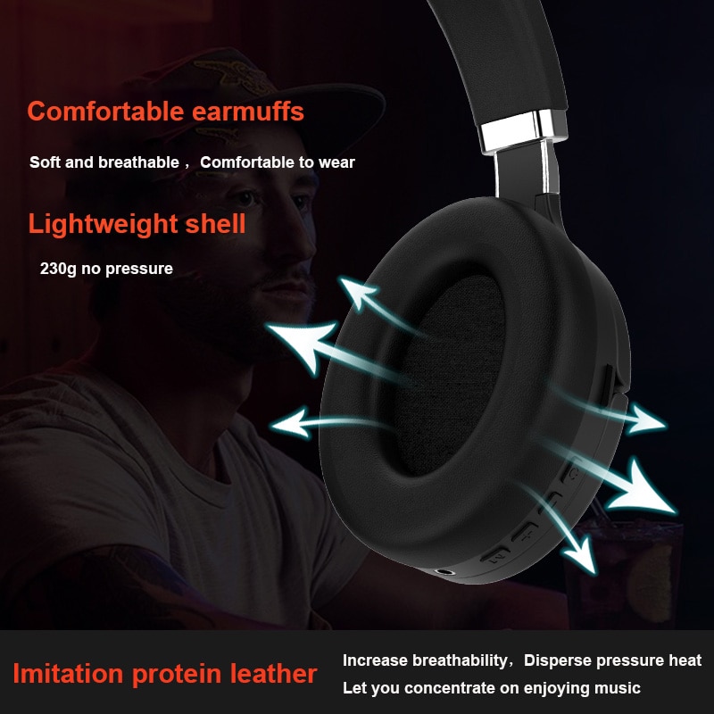Casque sans fil Bluetooth casque de jeu Bluetooth 5.0 3D stéréo pliable lumière LED avec Radio FM TF carte pour téléphone portable