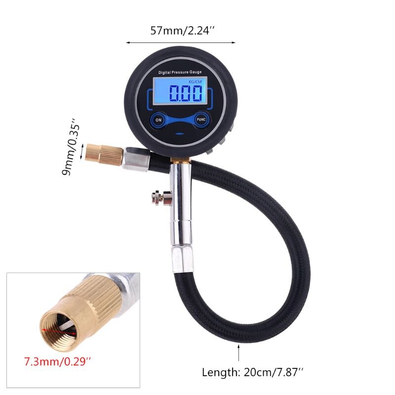 Digitale bandenspanningsmeter met draaiknop type 200 psi met adapterkit voor auto, fiets, motorfiets, basketbal, voetbal