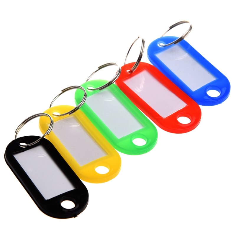 30 X Coloured Plastic Key Fobs Luggage ID Tags Labels Key rings with Name Cards, For Many Uses - Bunches Of Keys, Luggag