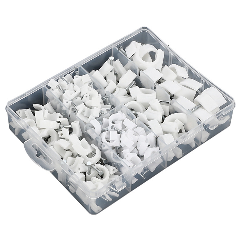 180-Piece Combination Set Square Cable Clamp Round Cable Clamp with Steel Nails: Default Title