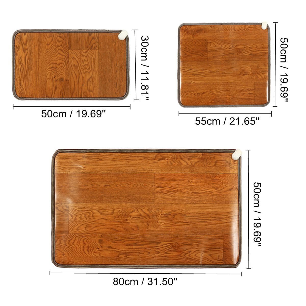 Tappetino riscaldante in pelle scaldapiedi cuscinetti riscaldanti elettrici piedi scaldamuscoli tappeto termostato strumenti di riscaldamento casa ufficio 3 dimensioni