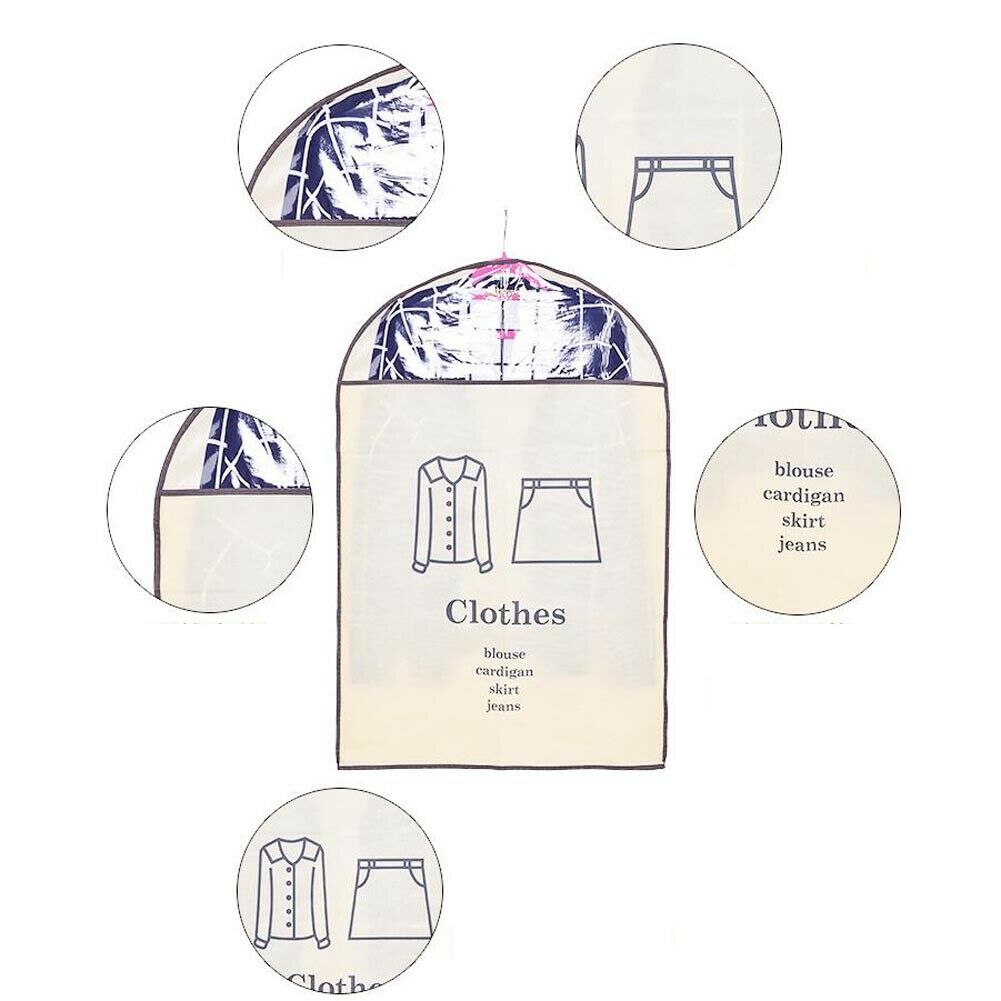 Newest Waterproof Thickened Nonwovens Clear Dust-proof Cloth Cover Suit/Dress Garment Bag Storage Protector