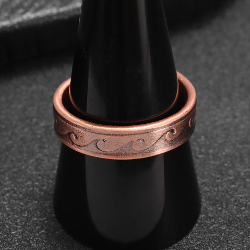 Anillo magnético con apertura de cobre ondulado a la Retro, accesorios de joyería Retro multifuncionales para hombres y mujeres