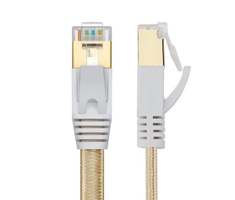 LNYUELEC Cat 7 RJ45 Shielded Pure copper LAN Network Ethernet Cable Internet Cord 3FT 6FT 10FT 1M 2M 3M 5m 10m 15m 20m: Gold / 0.3m