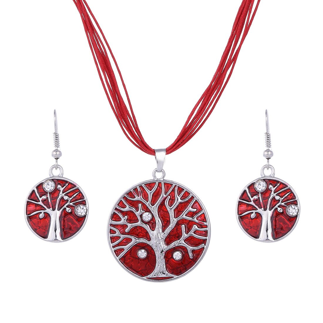 MINHIN nuovo Set di collana a catena in pelle con gemma smaltata per Set di gioielli da sposa per feste Set di gioielli estivi da donna: F906