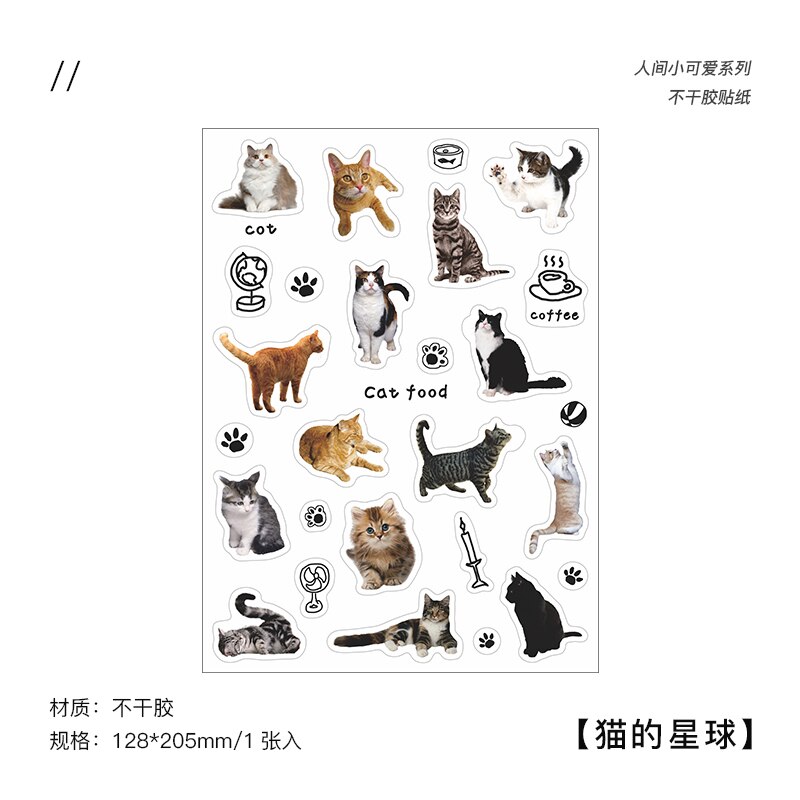 Kawaii Stickers aesthetic animal Sticker cat dog cow Cute Decorative Adhesive Diy Diary Album Stationery Supplies: 2