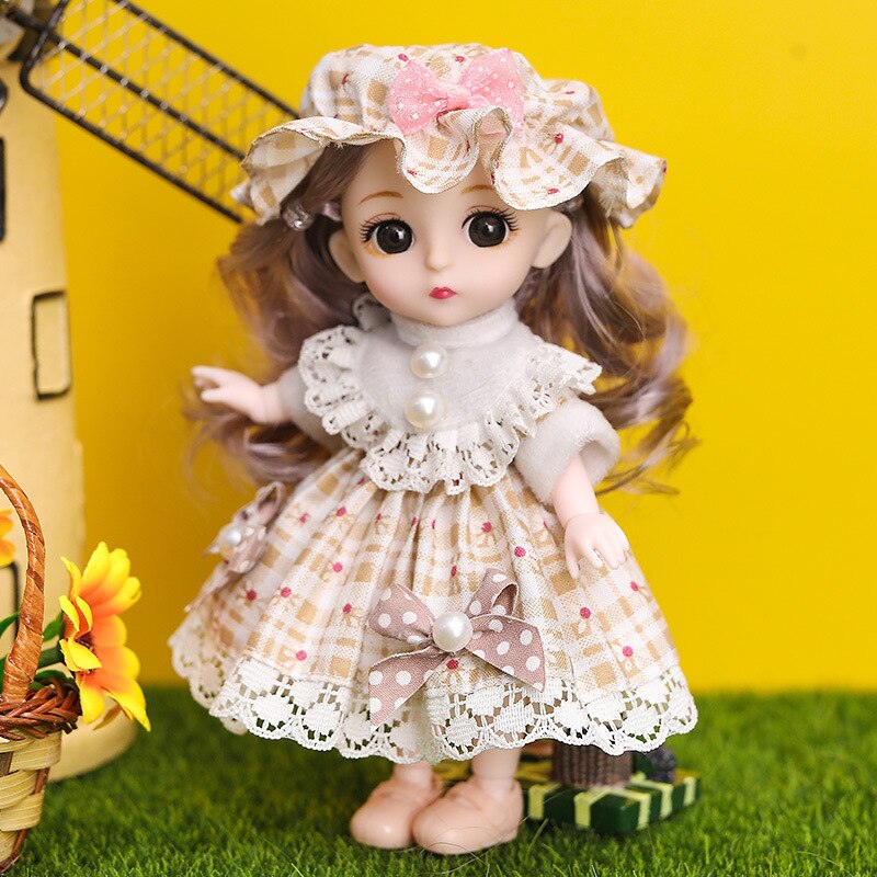 16cm Movable Joints Doll Princess Girl Children Toy Bjd Doll Full Set: 10