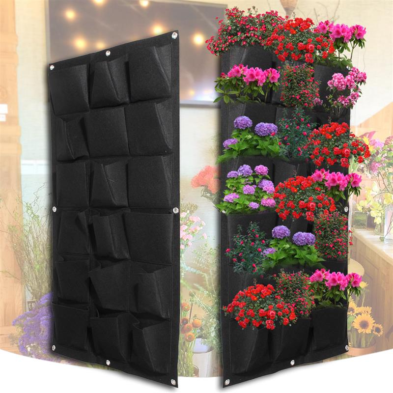 36 72 Pockets Planting Bags Pot Black Hanging Vertical Wall Garden Planter Flower Home Indoor Outdoor Balcony Gardening pocket