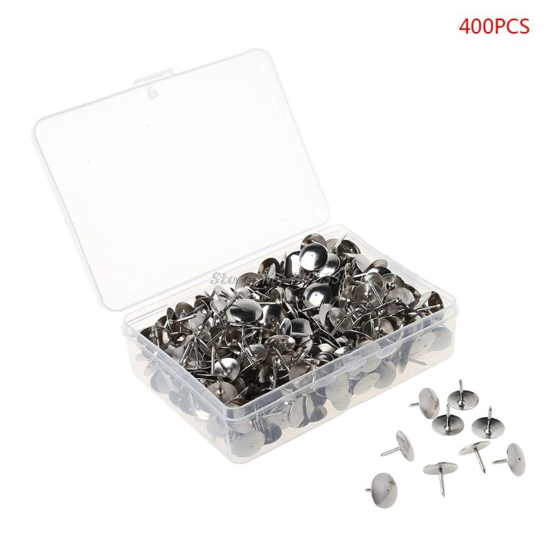 400pcs Metal Thumbtack Drawing Pins Pushpin Cork Board Photo Wall Map Markers: Silver