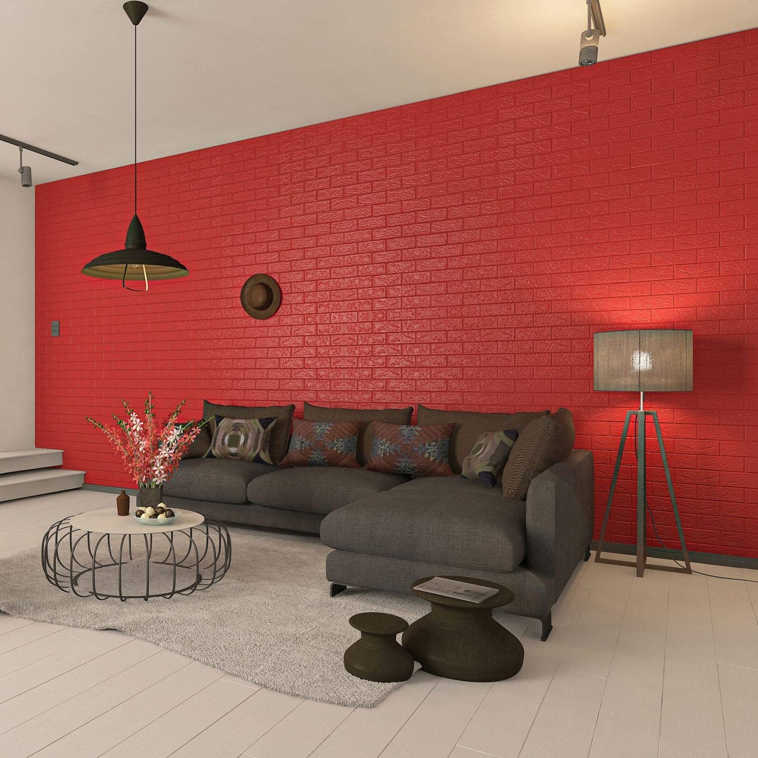 3d selvklæbende vægpanel / boligindretning / til køkken- eller badeværelsesdekoration / dekorativt / rumdekoration / blødt materiale: Rød
