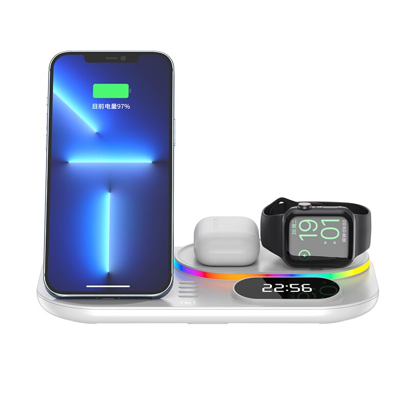 Cargador inalámbrico 4 en 1 de 30W para iPhone, estación de carga rápida para Apple Watch 7 6/Airpods Pro