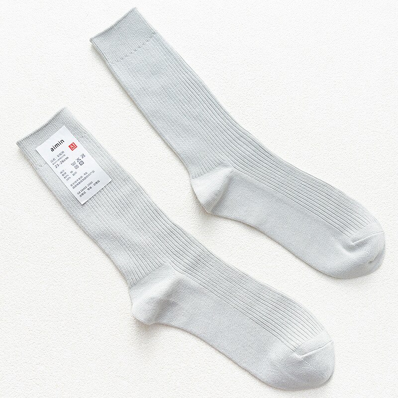 CHAOZHU Japanische Doppelnadeln Baumwolle Stricken Rippe Dünne Business Baumwolle Lange Herrensocken Stretch Casual Täglich Basic Markensocken: Black