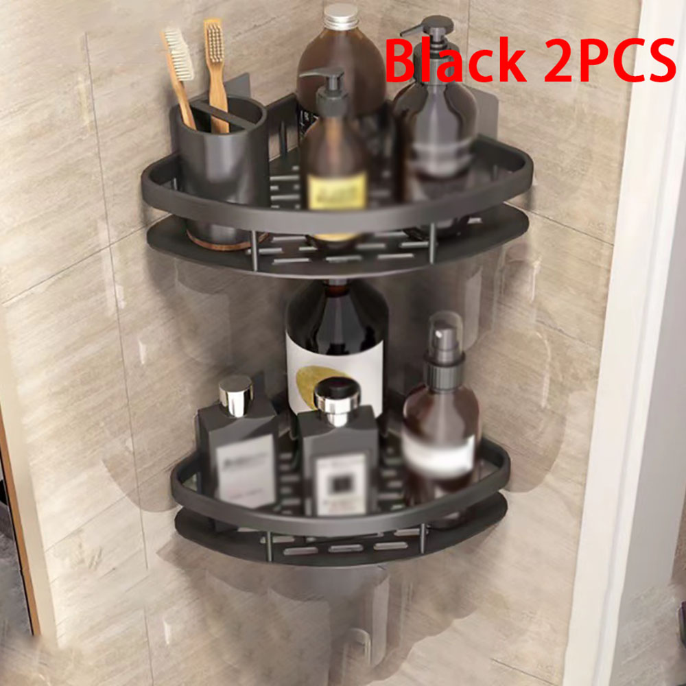 1pc badeværelseshylder makeupopbevaringsorganisator aluminiumslegering shampoohylde bruserhylde badeværelsestilbehør væghylde uden boremaskine: Gul