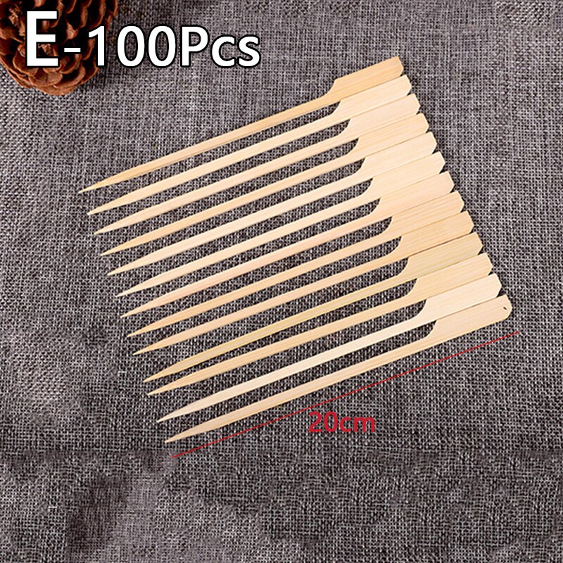 100PCS Barbecue Bamboo Skewers Disposable Bamboo Stick Long Toothpicks Fruit Sandwich Snacks BBQ Tableware Kitchen accessories: 20CM