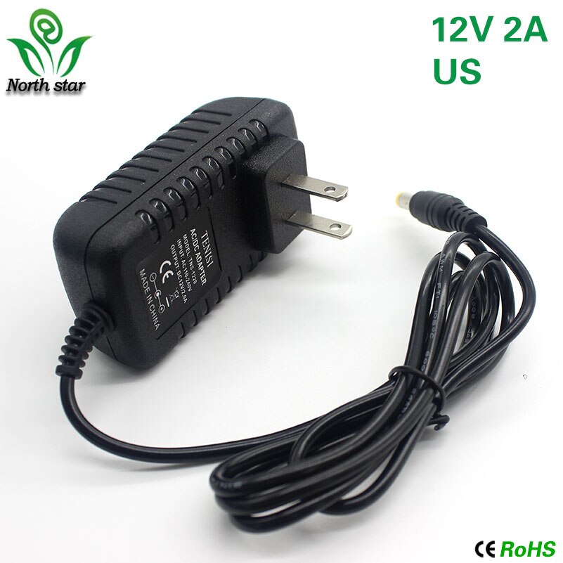 1 st 2a ac 100v-240v 12 converter adapter  dc 12v 2a 2000ma voeding eu stekker 5.5mm x 2.1-2.5mm voor led cctv