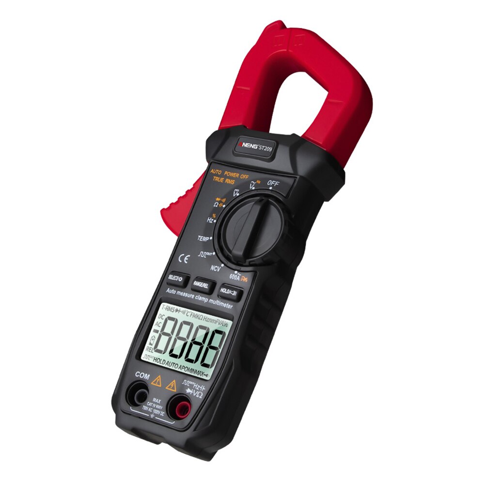 Digital Multimeter Clamp Meter ST209 6000 Counts Auto Range True RMS DC/AC Current Clamp Tester Voltmeter Electrician Tool: Red