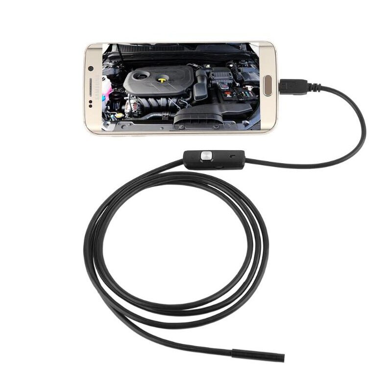7mm hd vandtæt endoskop usb-kabel blødt kabel slange rør detektion endoskop 2m kompatibel android smartphone computer: Default Title