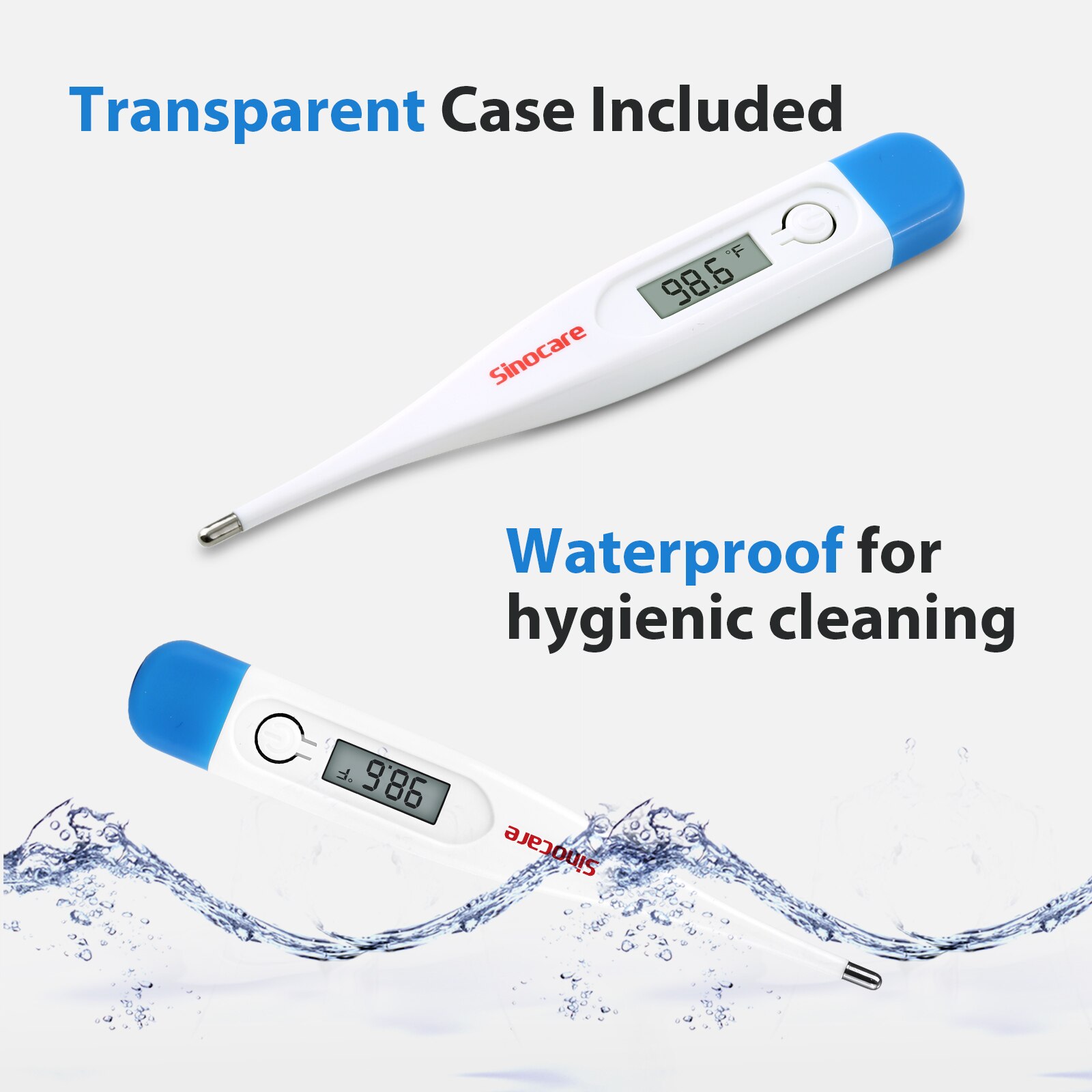 Sinocare-Termómetro digital para el hogar, medidor de temperatura corporal basal, oral, axila o rectal, con pantalla LCD electrónica