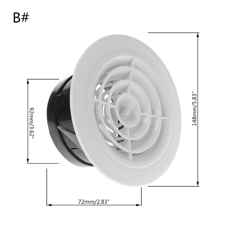 Ilmanpoistoventtiilin poistoventtiili säleikkö pyöreä diffuusorikanavan tuuletuskansi 100mm: B
