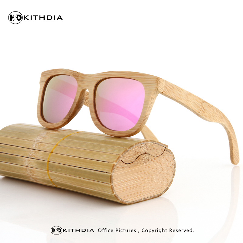 KITHDIA Hout Zonnebril Mannen Gepolariseerde Rijden bamboe Zonnebril Houten Brilmonturen Oculos De Sol Feminino