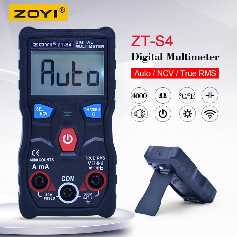 ZT-S4 True RMS Digital Multimeter 4000 counts autoranging AVO meter AC DC 600V Voltmeter +NCV test temperature test