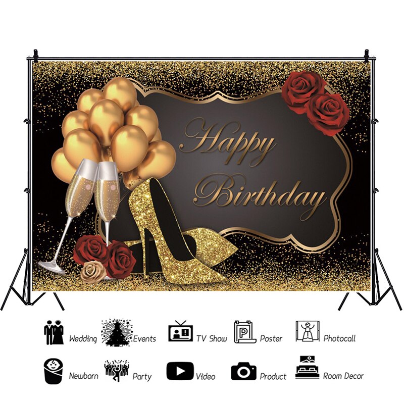Décor de fond de fête d'anniversaire pour adulte, fournitures pour fête d'anniversaire de 30, 40, 50, 60 ans: F