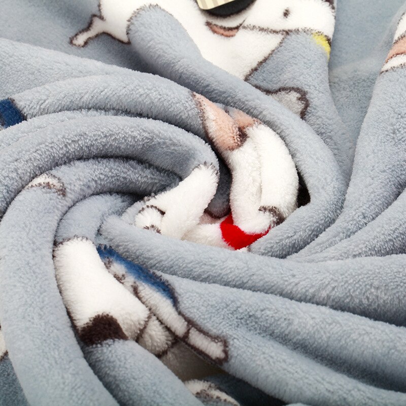 Blå rosa bull terrier tryckt flanell tyg baby barn säng täcke för soffa / resor / bil plädar 200 x 150cm