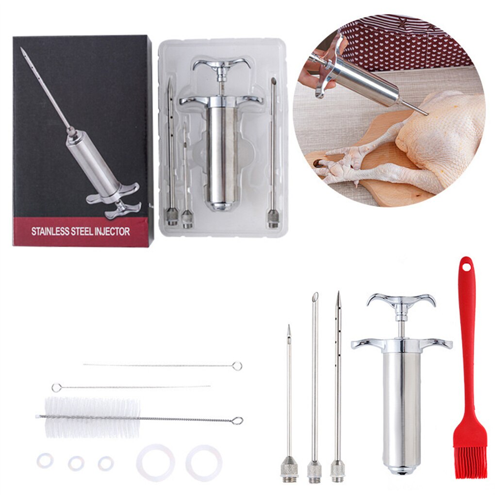 Stainless Steel Chicken Stuffing Tool Beef Meat BBQ Grilling Marinade Flavoring Kit Detachable Party Kitchen Cooking