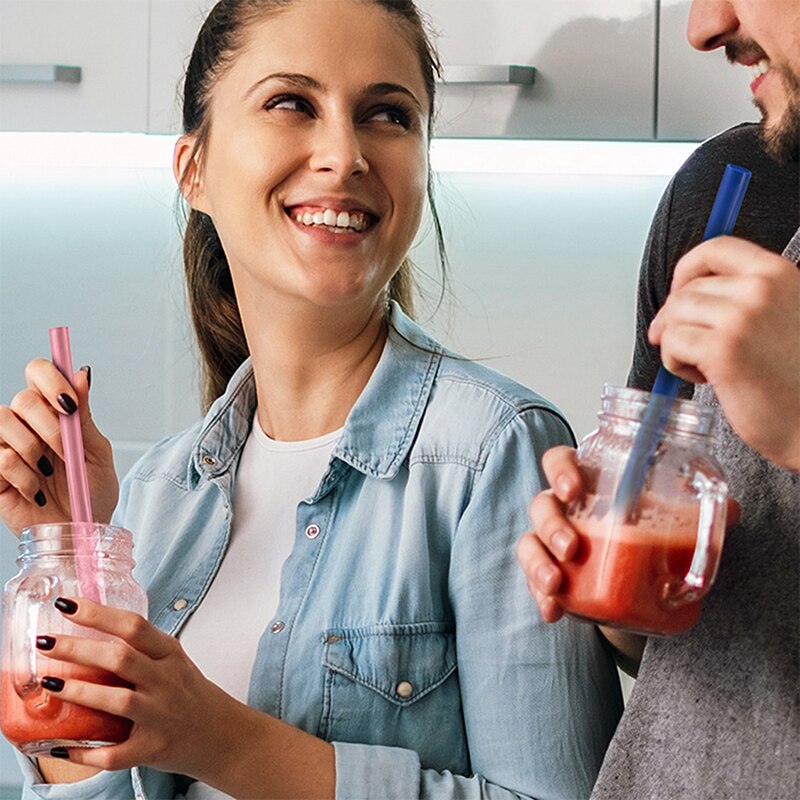 Kan Worden Geopend Snap-On Silicone Rietjes Verkoop Kan Afneembare Rietjes Te Schoon Opvouwbare Draagbare Herbruikbare drinkware