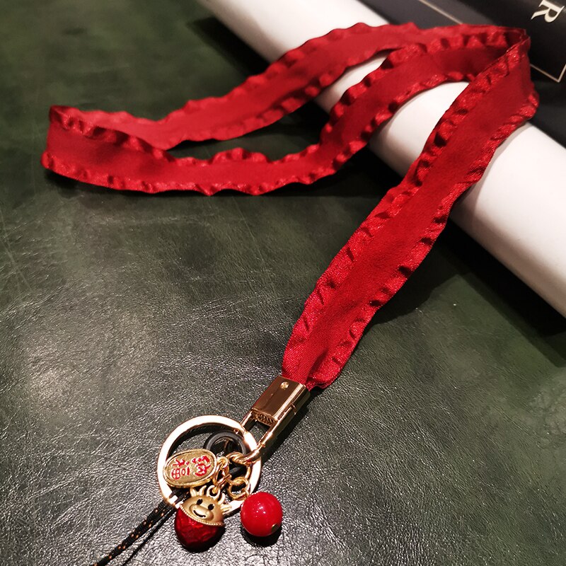 Traditionele Chinese Rode Telefoon Lanyard Riem Voor Iphone Huawei Redmi Samsung Xiaomi Geluk Mobiele Telefoon Id-kaart Lange Touw String: 02