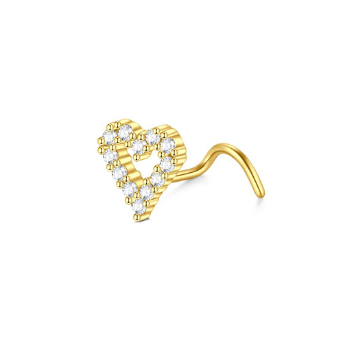 1 pz acciaio chirurgico cristallo anelli penetranti al naso e borchie perno al naso a forma di L zircone anello al naso stile indiano gioielli penetranti Nariz: Zinco blu placcato