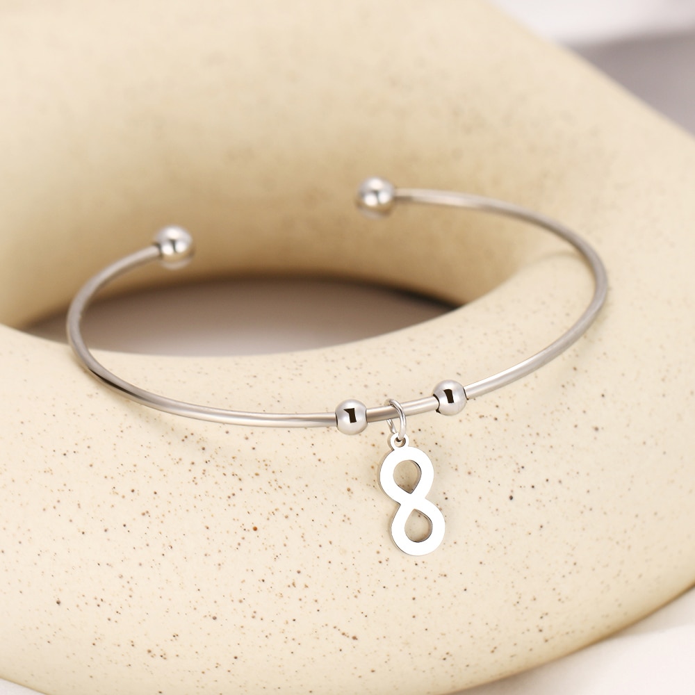 CACANA 316L Stainless Steel Open Bracelet Gold Color Number "8" Simple Trendy Jewelry For Women Bracelets Wedding Party