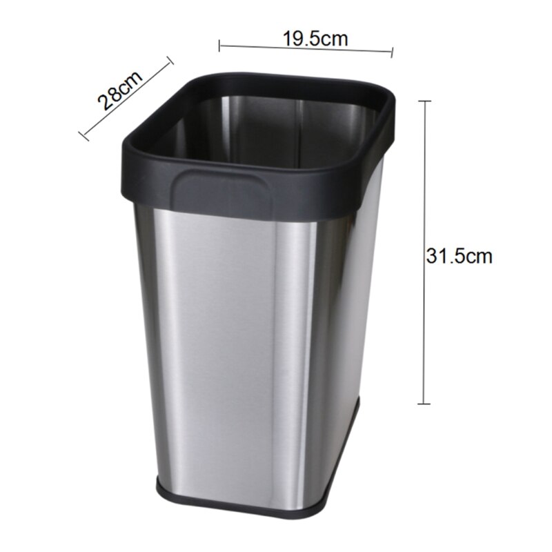 Stainless Steel Trash Can 12L Large Kitchen Garbage Bin Rubbish Waste Container Bathroom Kitchen Office Decor