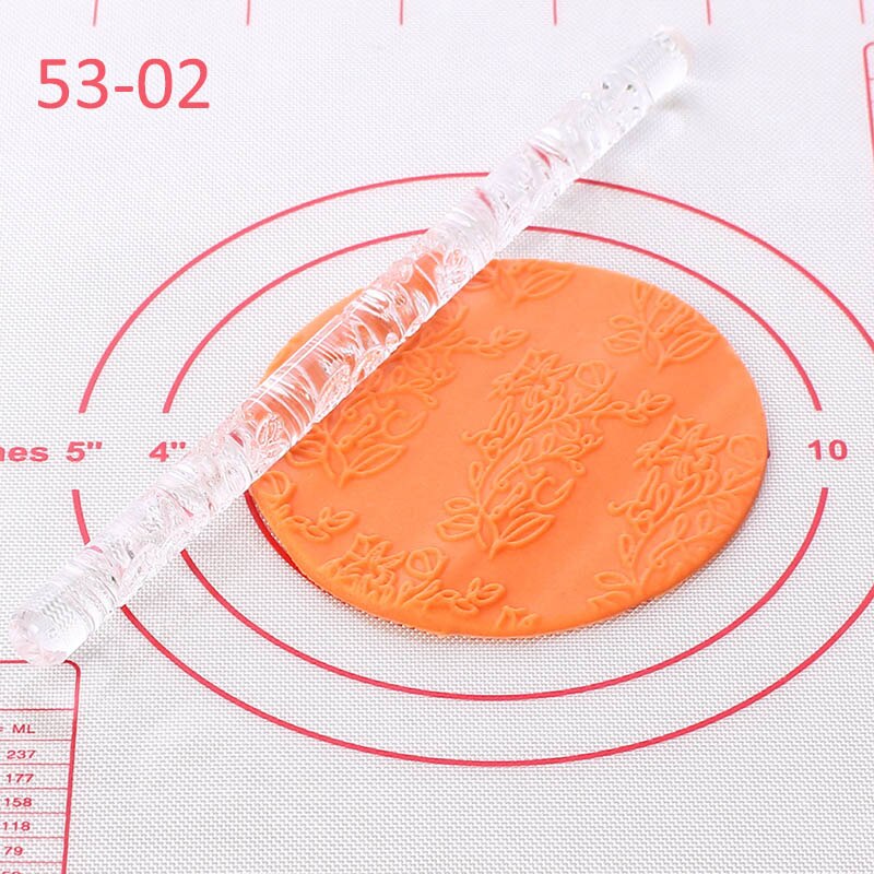 1 pieza de utensilio de cocina para Fondant, rodillo para repostería, patrón con relieve, herramientas antiadherentes, acrílico transparente: 53-02