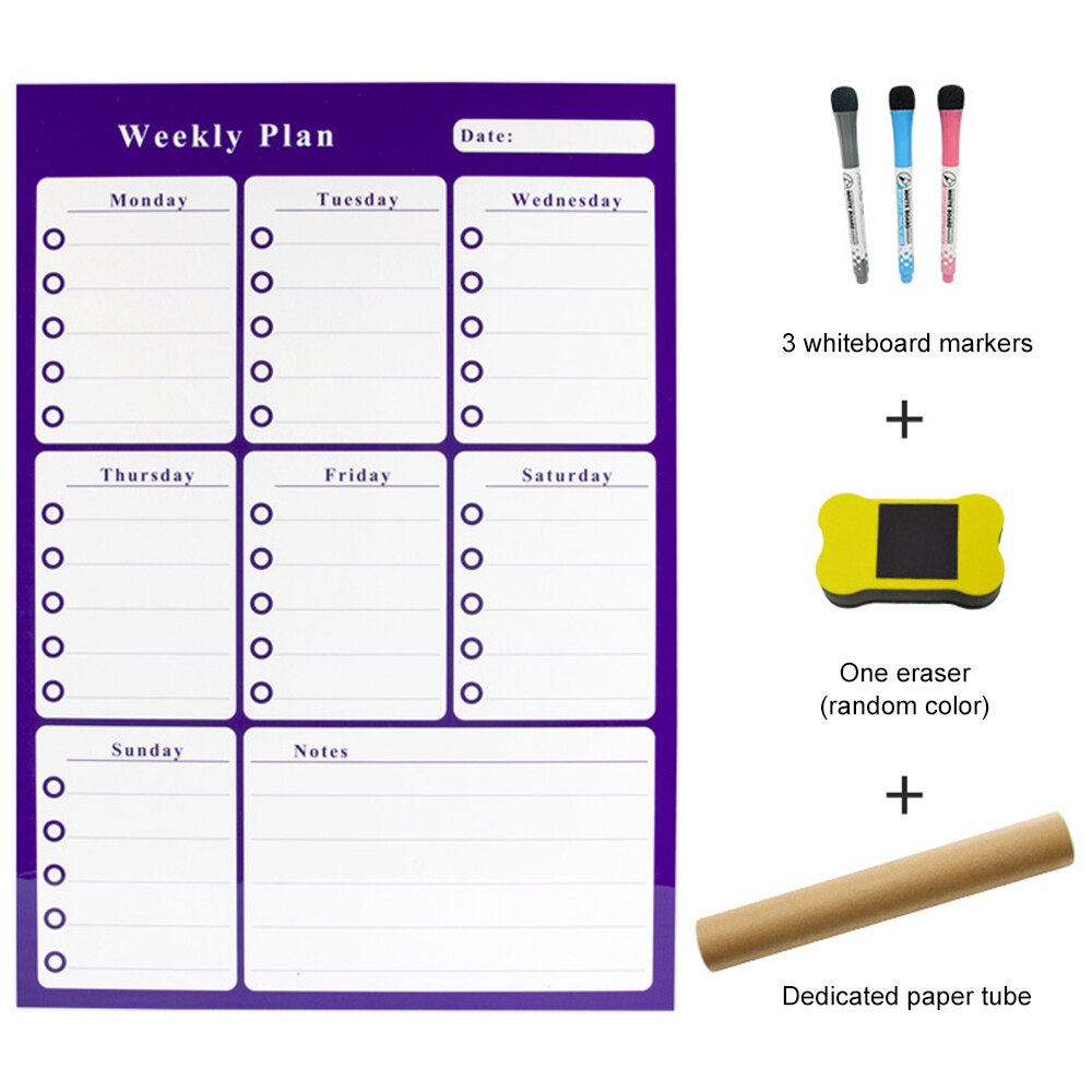 A3 Magnetic Weekly & Monthly Planner Whiteboard Fridge Magnet Flexible Daily Message Drawing Refrigerator Bulletin White Board: 5