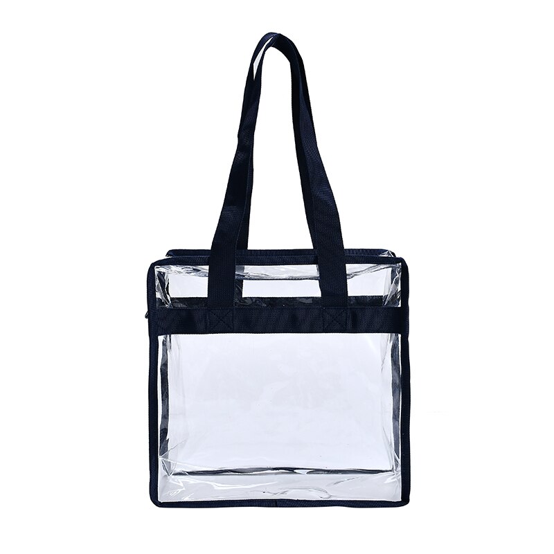 bolso de hombro transparente para mujer, de plástico vinílico y PVC, bolso de viaje con asa superior para maquillaje, bolso de gran capacidad: C