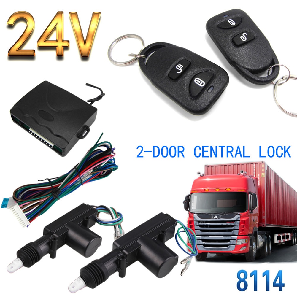 Car Central Locking Door Lock Locking With Remote Control Door 2 Motor 24V Car Door Universal Car Truck Door Waterproof
