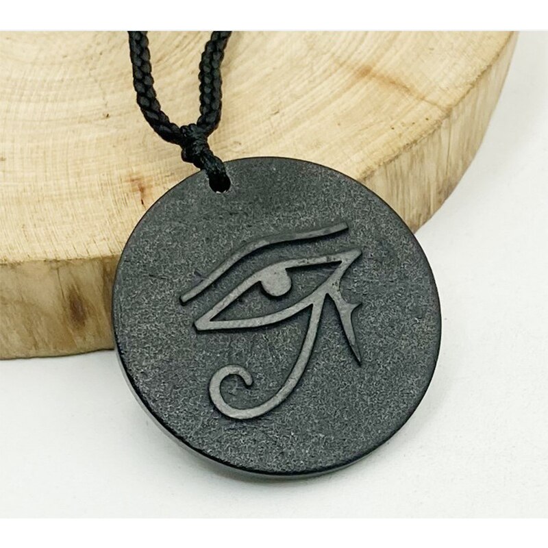 Russische Natuurlijke Authentieke Shungite Hanger Steen Emf Neutraliserend Shungite Ketting Sieraden Anti Stralingsbescherming 5G Blocker: Eye of Horus