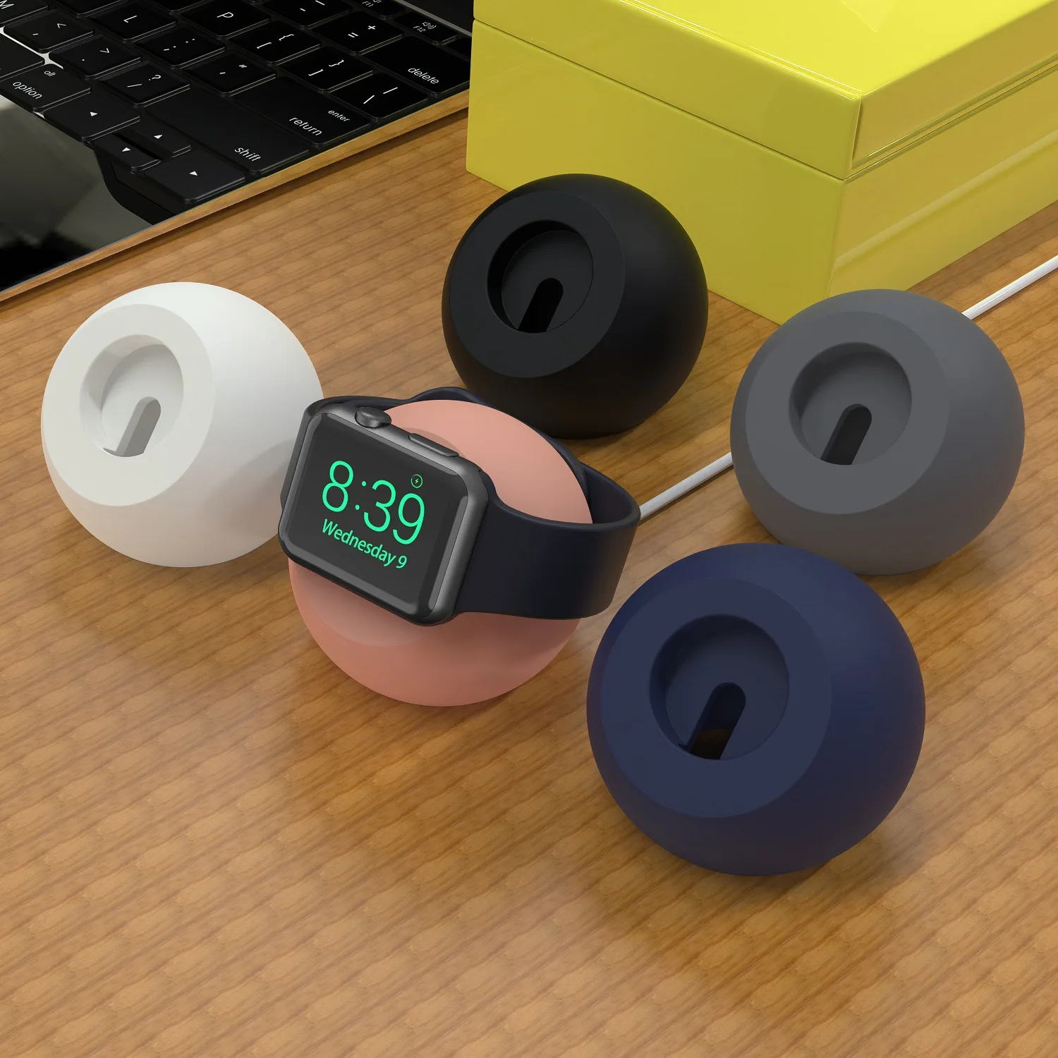 Ladegerät Stehen Für Apfel Iwatch Serie Ladegerät Dock Bahnhof Schreibtisch Ball bilden Magnetische Silikon Halterung Uhr Ladekabel Halfter