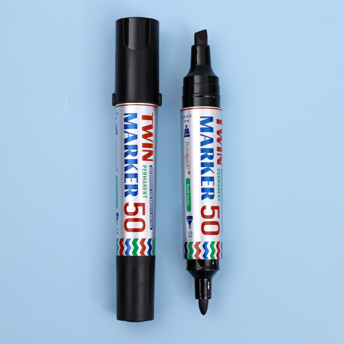 3pcs Waterproof Large Permanent Markers Dual Tips 2mm-6mm Wide Marker for Stone, Poster, Canvas, Glass, Wood, Ceramic