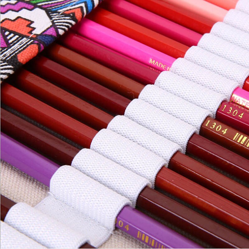 36/48/72 /12 Holes Canvas Wrap Roll Up Pencil Bag Pen Case Holder Storage Pouch Writing Supplies Boy Girl art Pencil Box