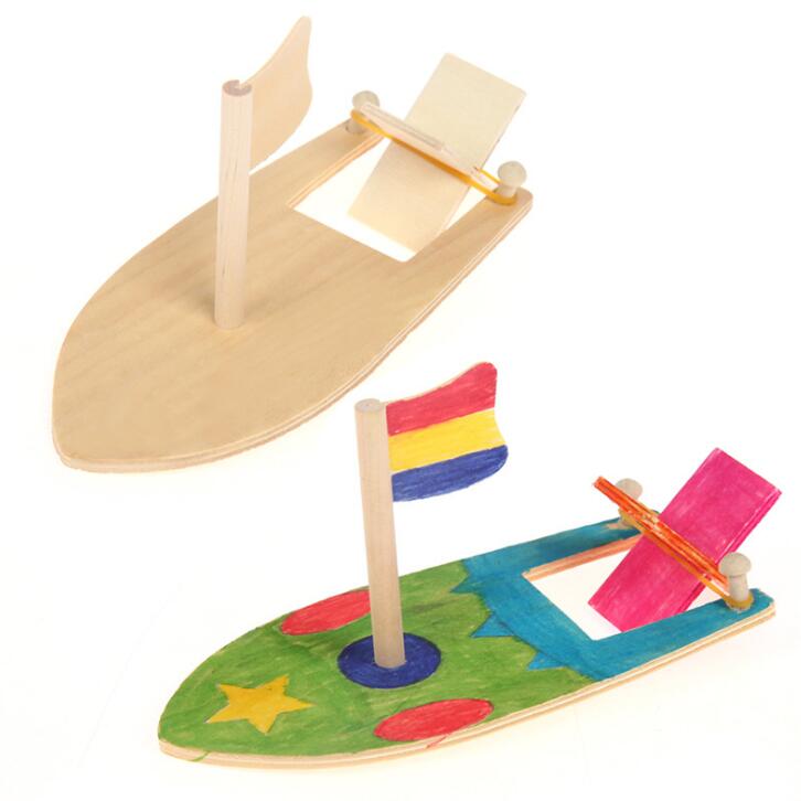 2Pcs Lot Wooden Puzzles For Kids Sailboats Painted White Models Children's Coloring DIY Boats Handmade Material BS81