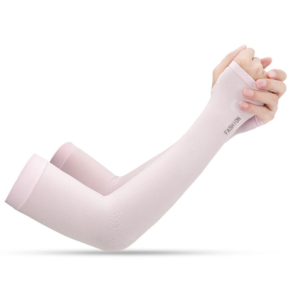 2 PCS Arm Sleeves Ice Fabric Sun UV Protection Cooling Warmer Arms Sleeve Summer Sun Cool Outdoor Solid Color Arm Sleeve Unisex: Pink