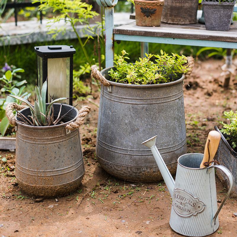 Vintage oude ijzeren emmer emmer bloem emmer bloempot vaas decoratie ornamenten kruidenierswinkel tuin