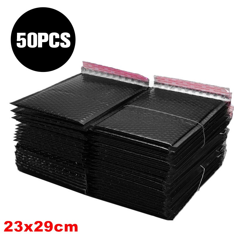 10/50pcs/Lot Foam Envelope Self Seal Mailers Padded Envelopes With Bubble Packages Black/Gold/Silver/Rose Red: 23x29cm black