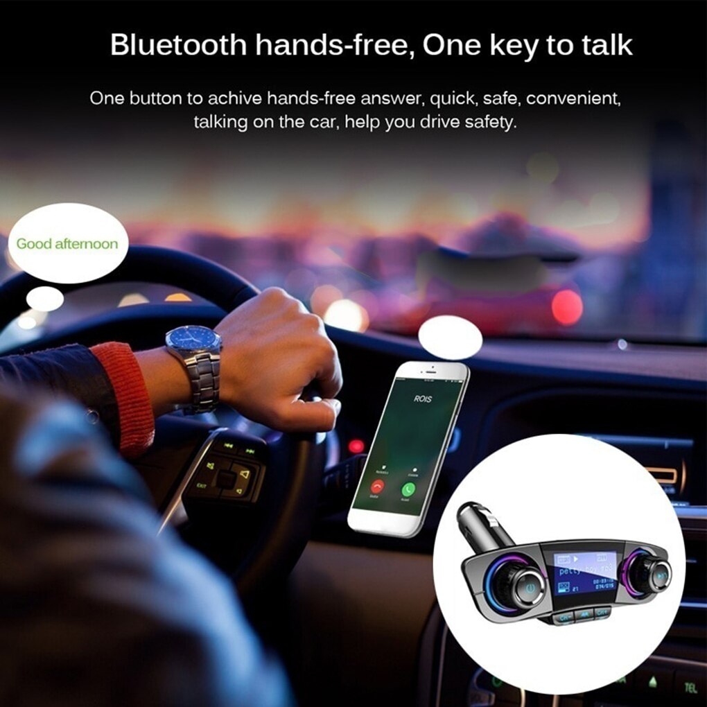 Car 1.3 Inches LCD Screen MP3 Player Bluetooth Handsfree Speaker 2 USB Port Charger EQ Control